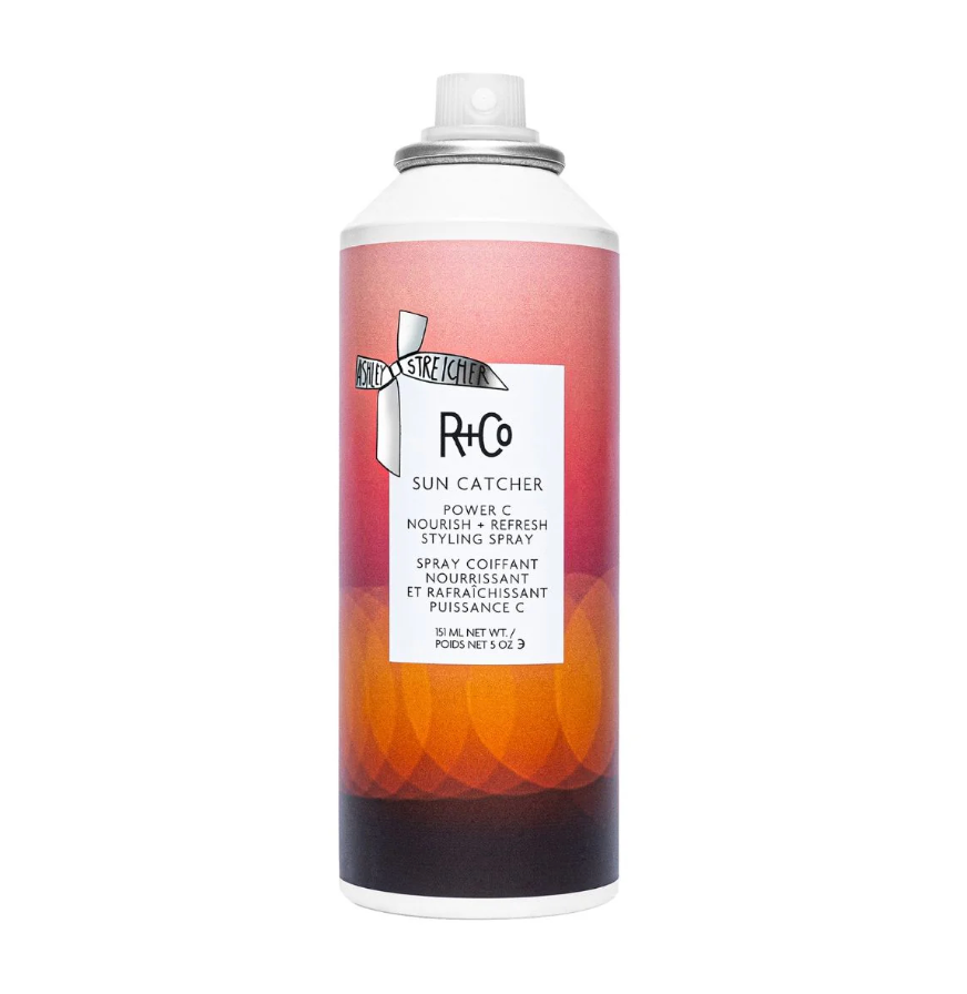 R+Co Sun Catcher hair spray bottle on a white background