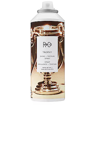 R+Co Trophy shine and texture spray can on a white background