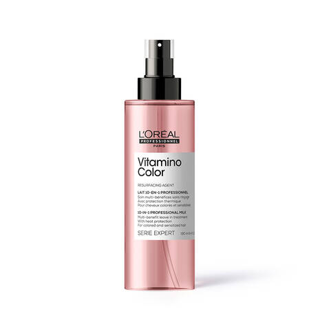 Pink container of L'Oréal Professionnel Vitamino Color resurfacing agent
